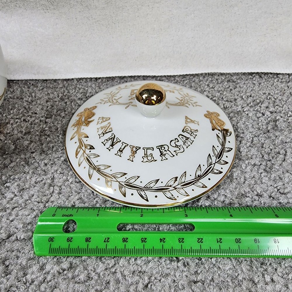 50th Anniversary Dish Trinket Box Candy Dish Lefton China Hand painted Japan - Picture 4 of 16